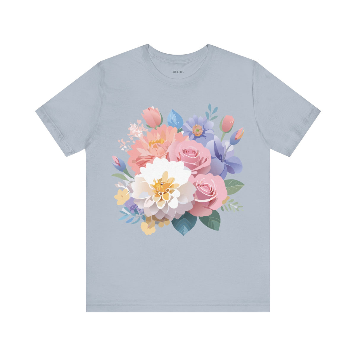Floral Graphic Unisex Cotton Bella+Canvas Tee with Flowers Art Design n120