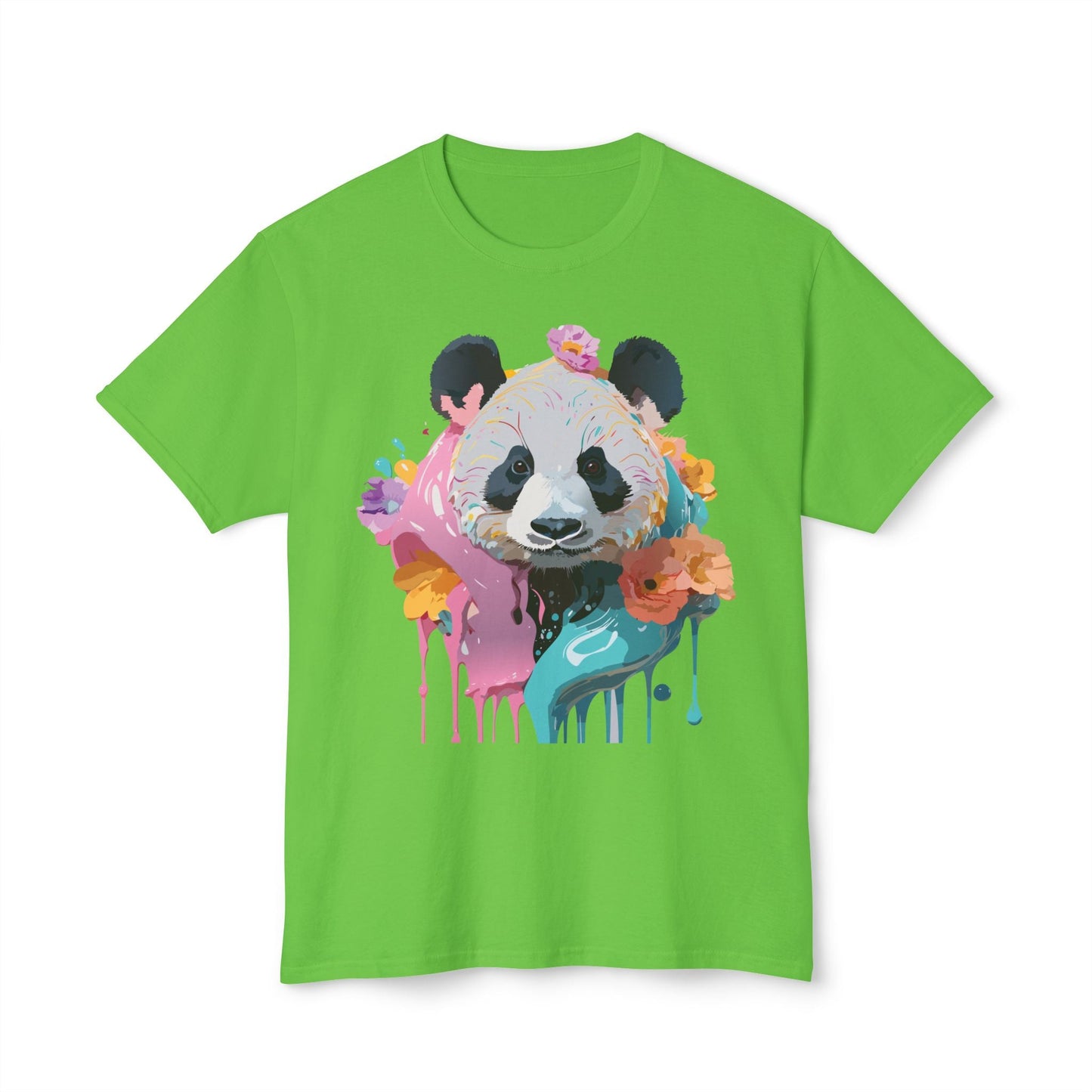 Panda T Shirt Unisex HD Cotton Tee With Panda Art Print Vintage Floral Design Printed In USA