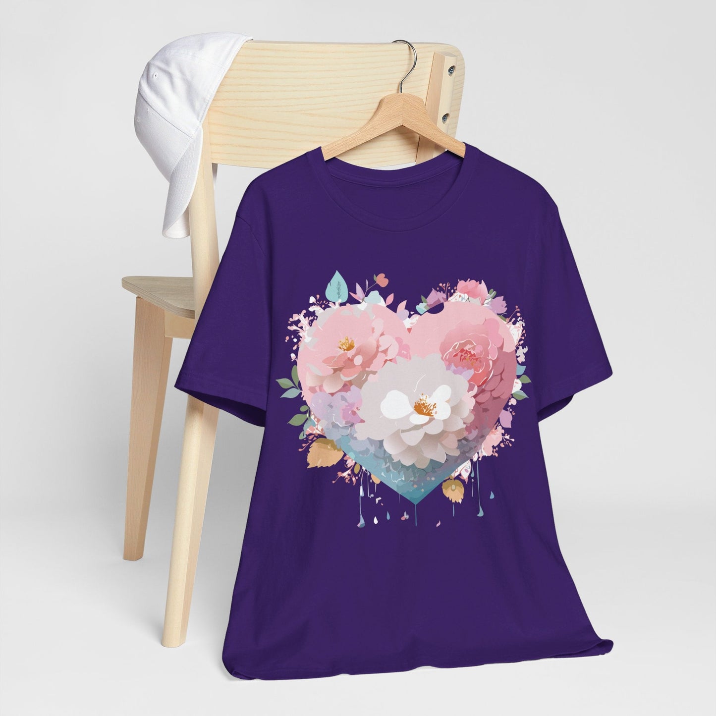 Valentine Day Graphic Unisex 100 Cotton Vintage Artwork with Love and Flower Design Tee 34