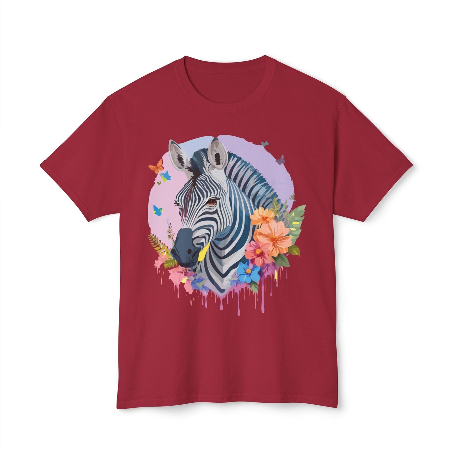 Unisex Zebra T Shirt With Art Print HD Cotton Vintage Zebra Tee Floral Design Graphic Tee
