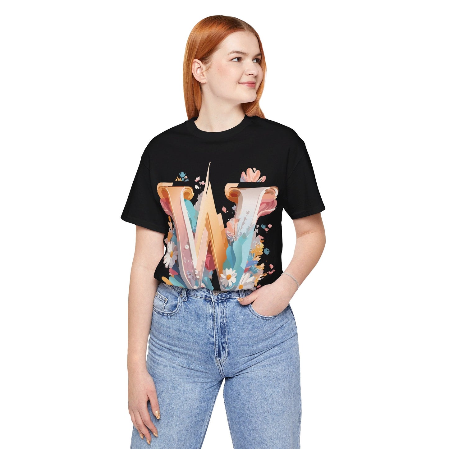 Letter W Shirt Unisex Graphic Tee By Adelpha Vintage Inspired Art Short Sleeve Collection