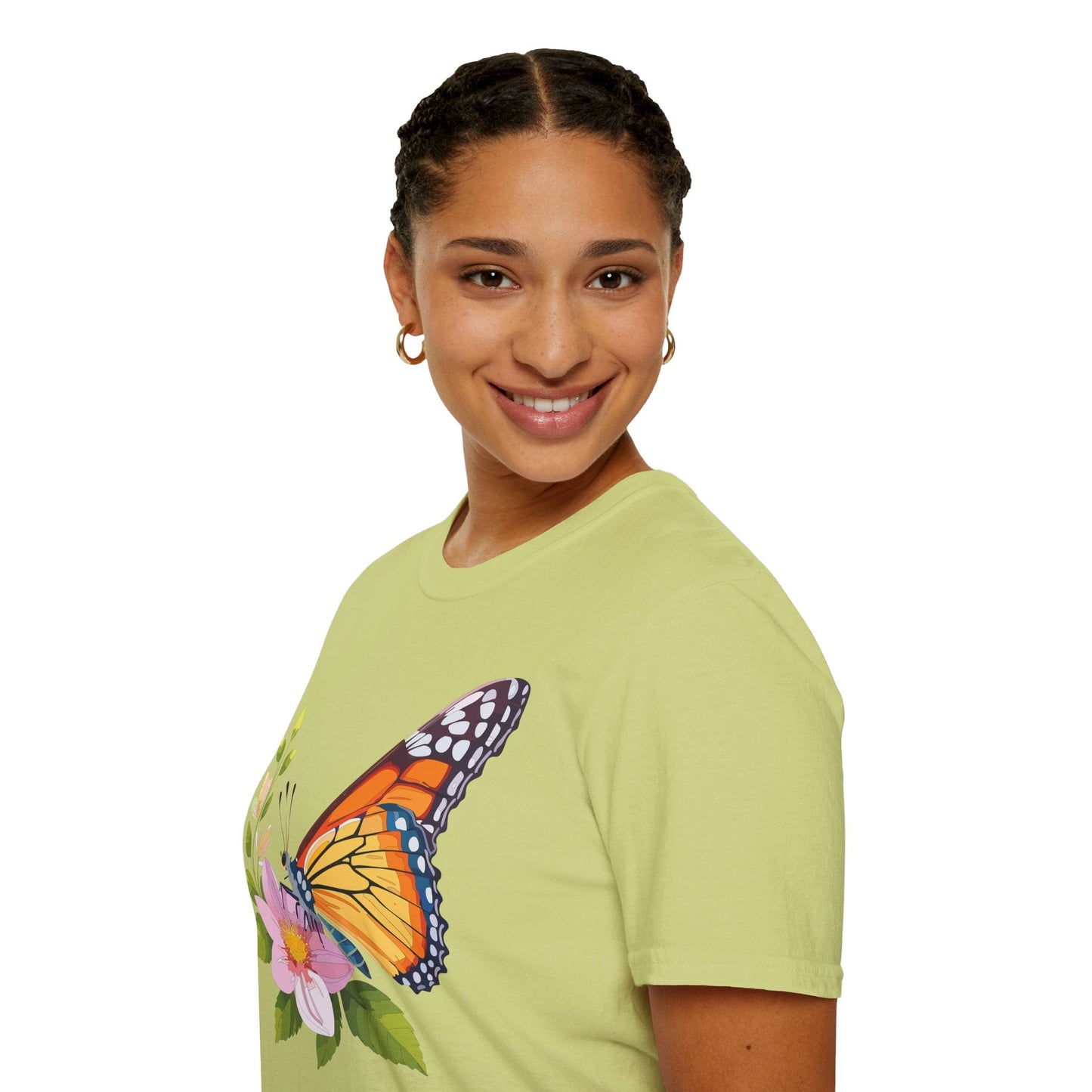 Butterfly T Shirt for Women and Men Monarch Print Softstyle Unisex Gildan 64000 Tee