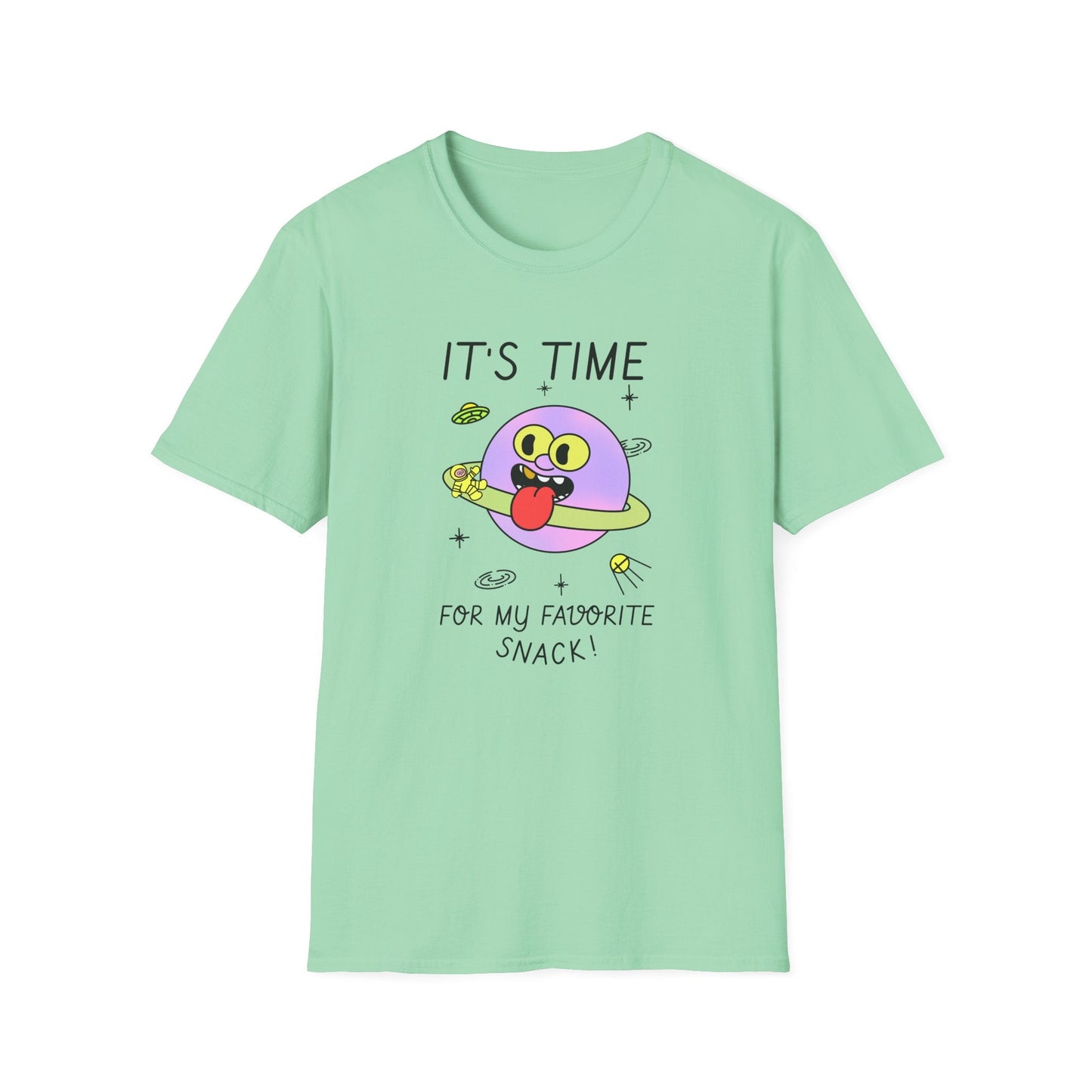 Snack Time Alien TShirt Time For My Favorite Snack Unisex Cotton Cute Space Graphic Tee
