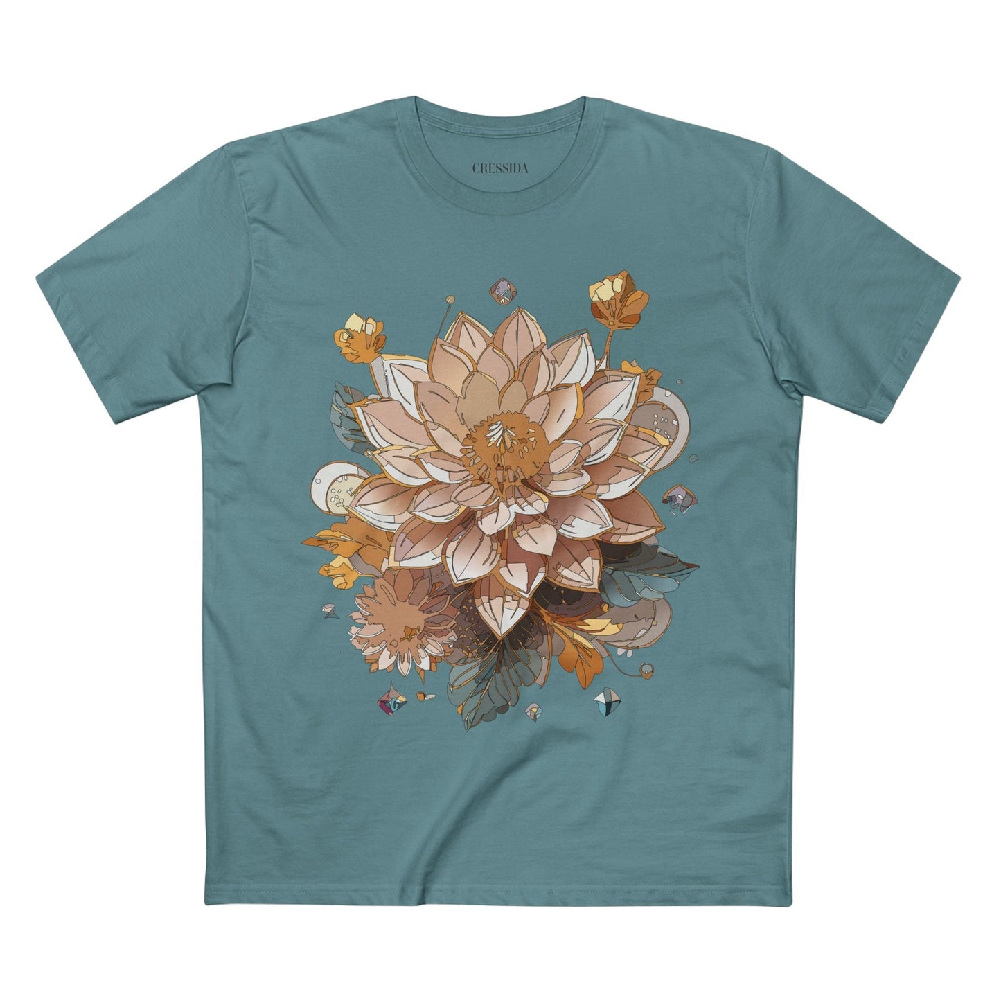 Floral Graphic T-Shirt Unisex 100 Cotton Art Design with Antique Flowers Tee 9