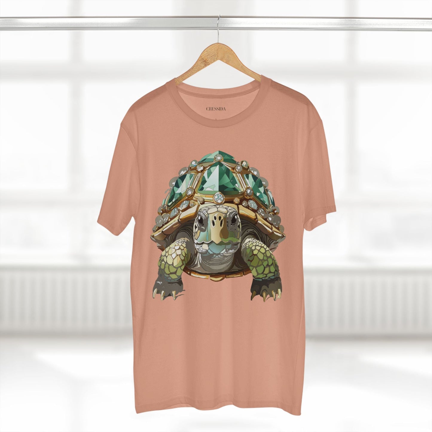 Turtle Graphic Unisex 100 Cotton Tee With Unique Animal Golden Medallion Art Design 30