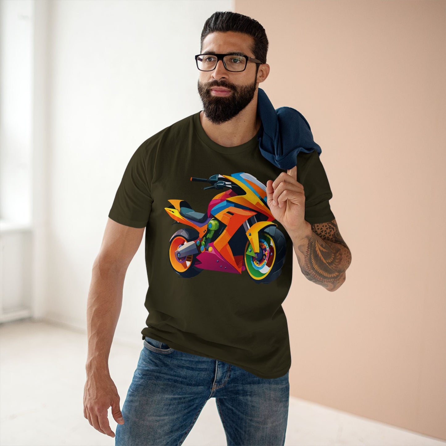 Moto Bike Graphic Unisex 100 Cotton Staple Tee 8