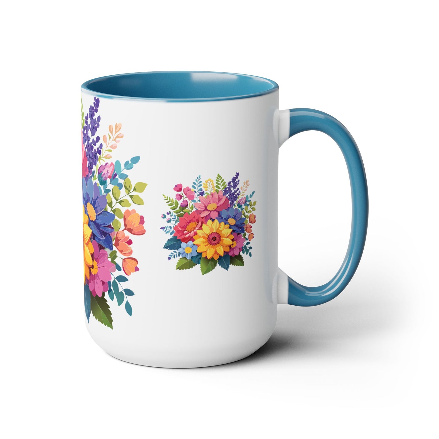 Two-Tone Coffee Mug with flowers