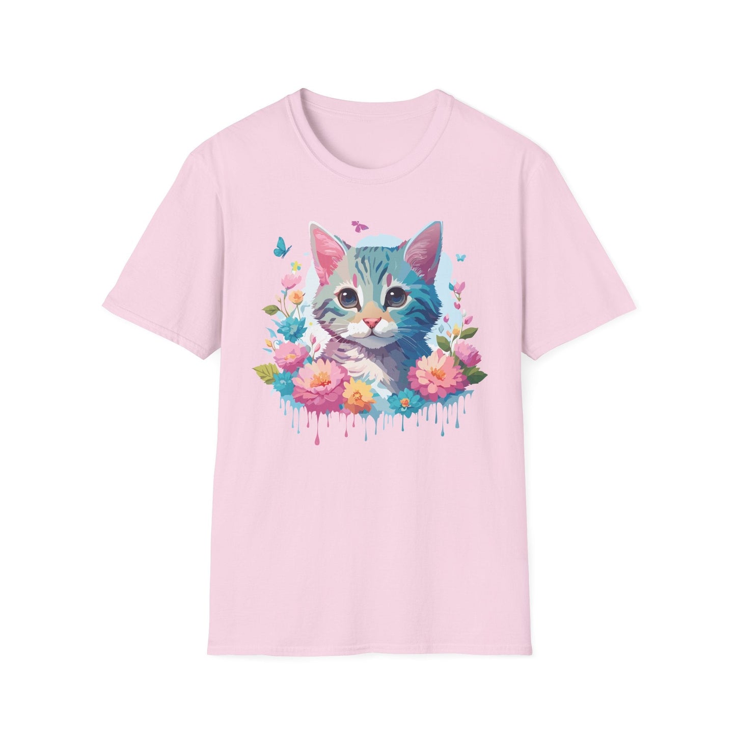 Cat Shirt Unisex Tee Kitten Cat Tee Softstyle 100 Percent Cotton Gildan 64000