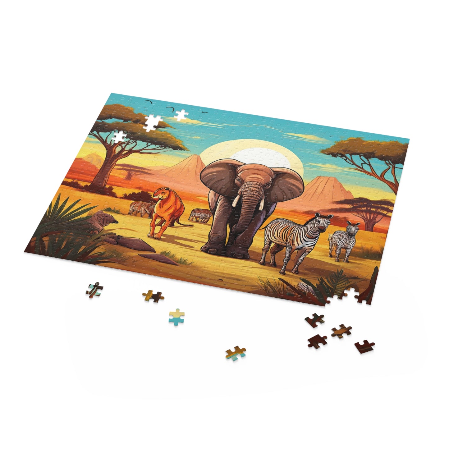 Animals on Safari Puzzle 500-Chipboard Pieces in Box | Kids Puzzles Size: 16" x 20",  Ages 9+ and Family pn42