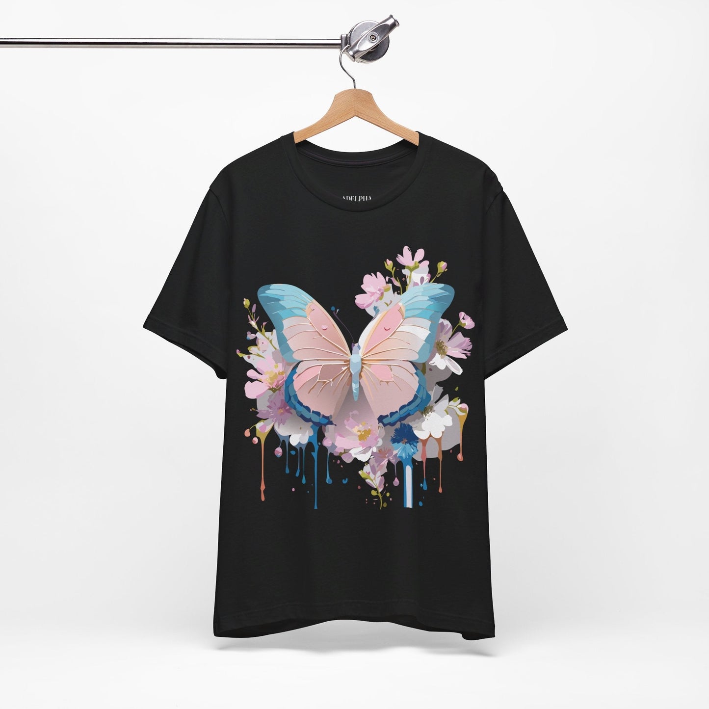 Butterfly Graphic Unisex 100 Cotton Lightweight Vintage Floral Design Jersey Tee 25