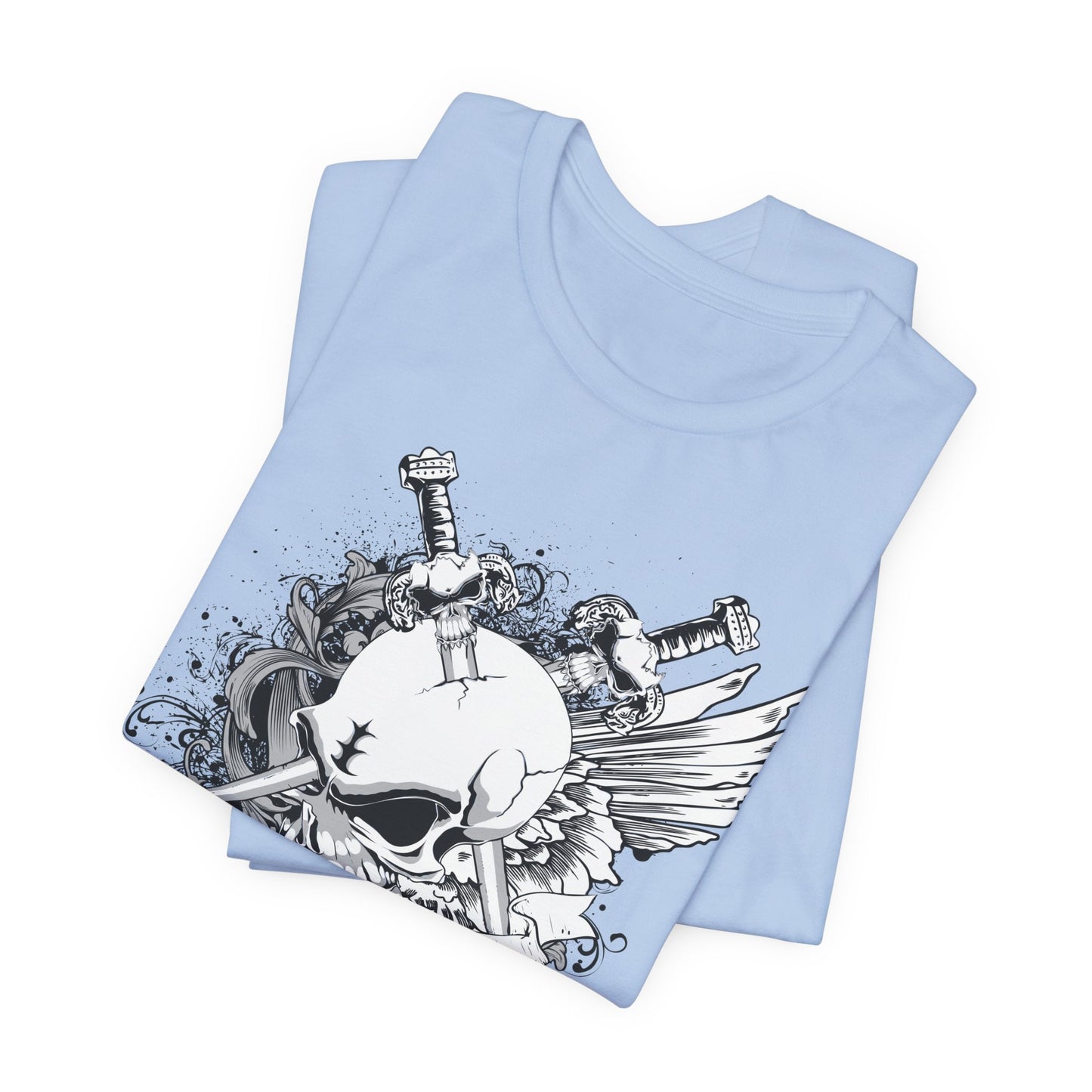 Dagger Skull Graphic Design Tee, Skull Shirt, Vintage Tees, Art Design T-Shirt, Vintage Graphic Tee, Art Shirts with Skulls