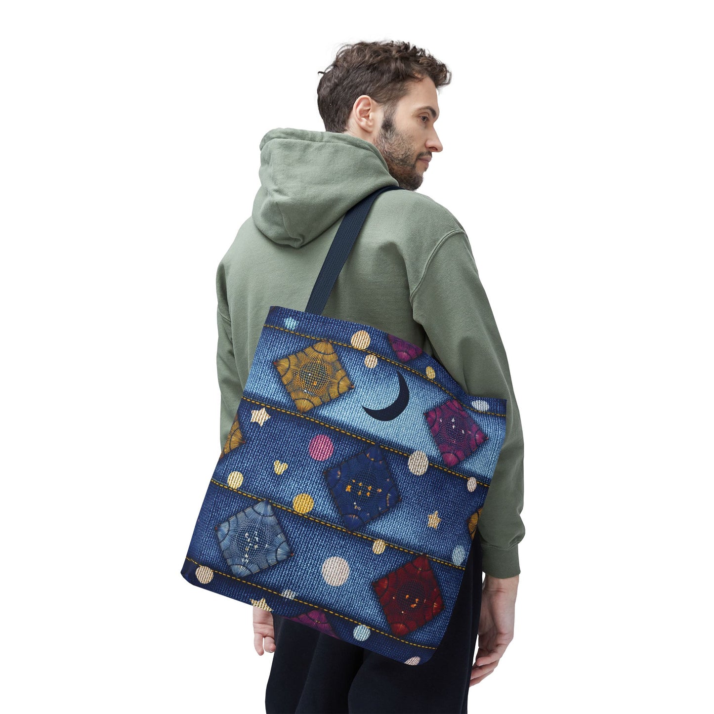 Denim Fabric Imitation Print Unisex Canvas Bag Poly Spun 3 Sizes Tote Bag 183