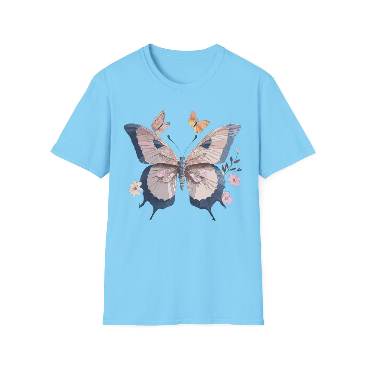 Pastel Butterfly Floral Wings Graphic Design Unisex 100 Cotton Gildan T-Shirt