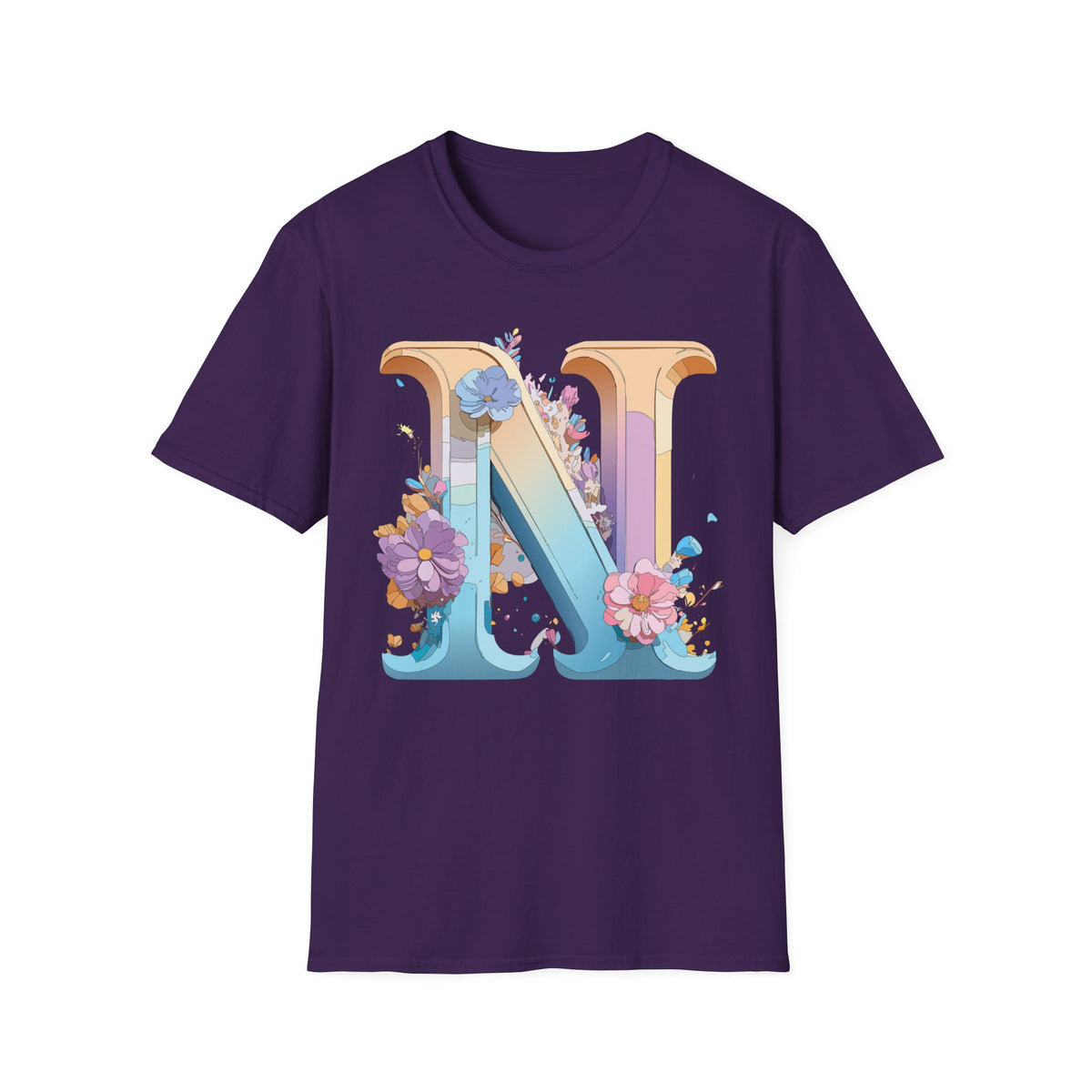 Floral Letter N T-Shirt | Botanical Monogram Tee