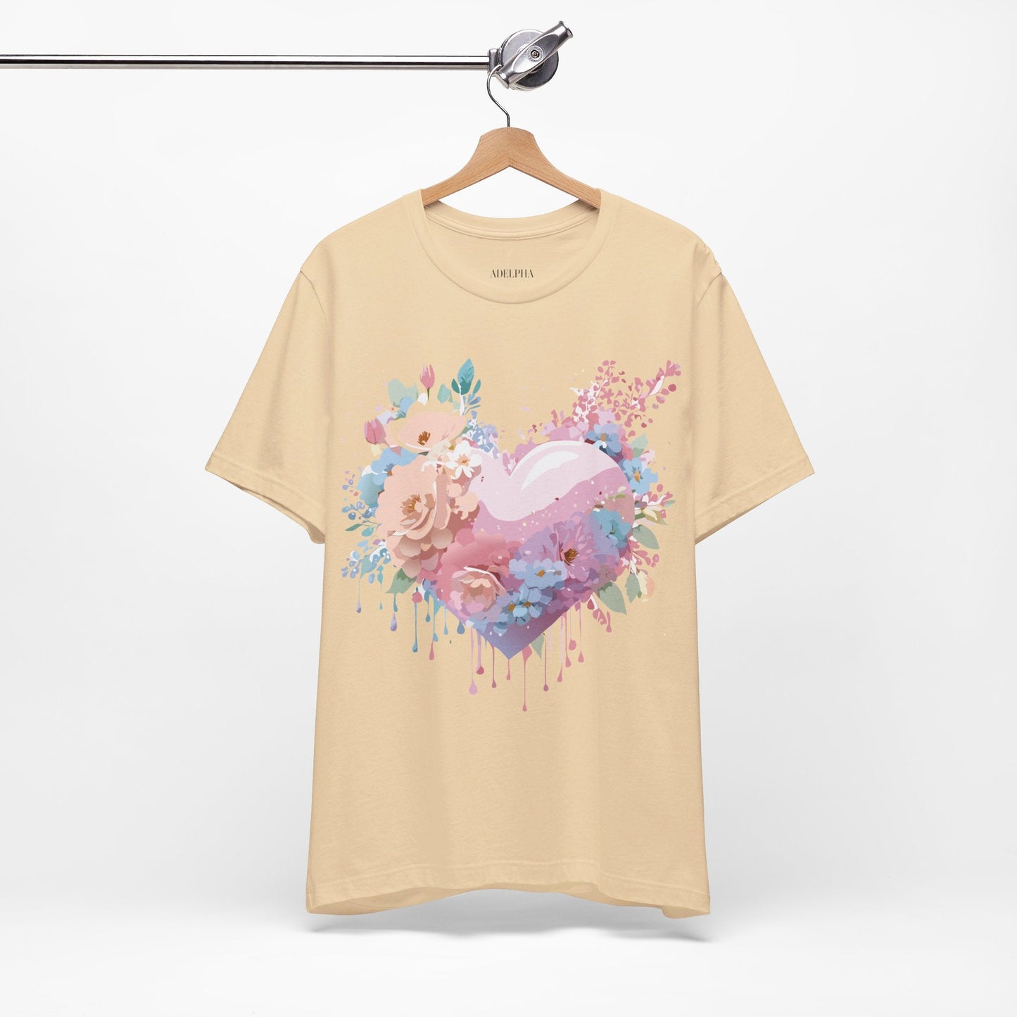 Valentine Day Graphic Unisex 100 Cotton Vintage Artwork with Love and Flower Design Tee 29
