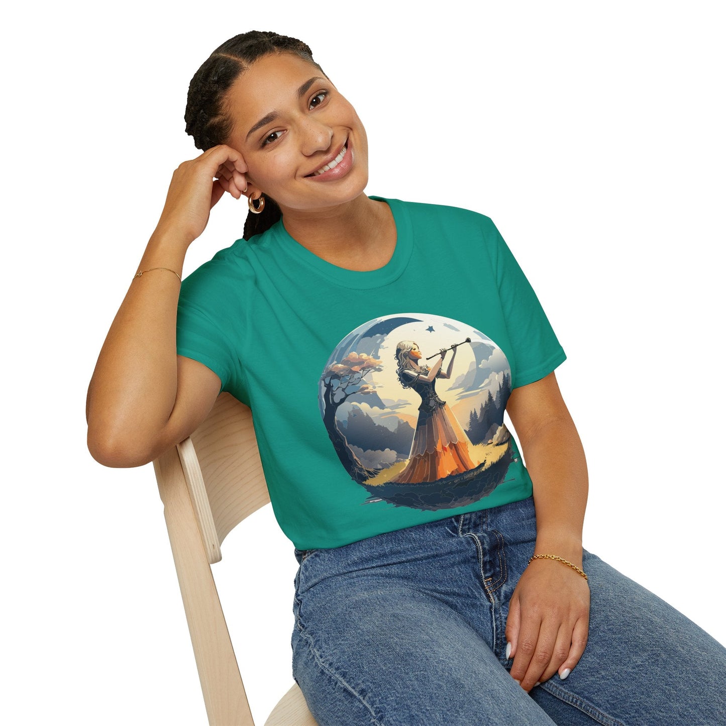 Unisex Softstyle Graphic T Shirt 100 Percent Ring Spun Cotton Art Design Tee For Women