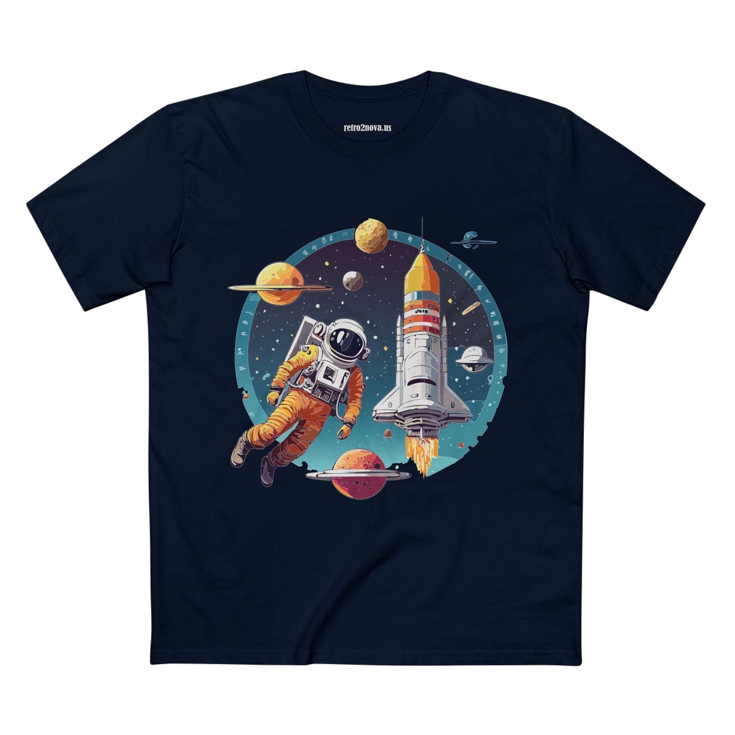 Cosmos Astronaut Shirt Unisex Premium Cotton Tee With Original Art Design Retro2Nova Art Collection