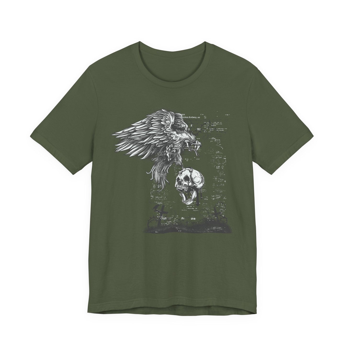 Raven and Skull Illustration Graphic Unisex Cotton T-Shirt r19
