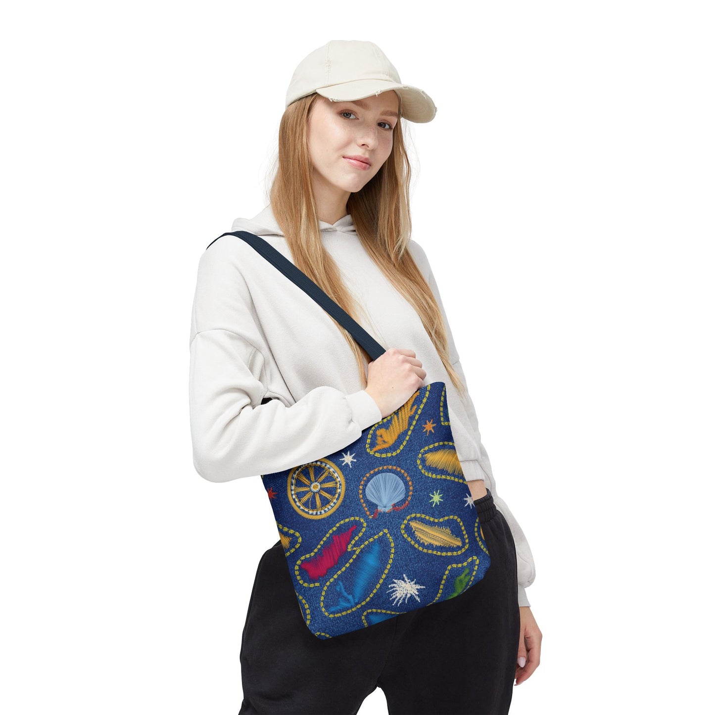 Denim Fabric Imitation Print Unisex Canvas Bag Poly Spun 3 Sizes Tote Bag 182