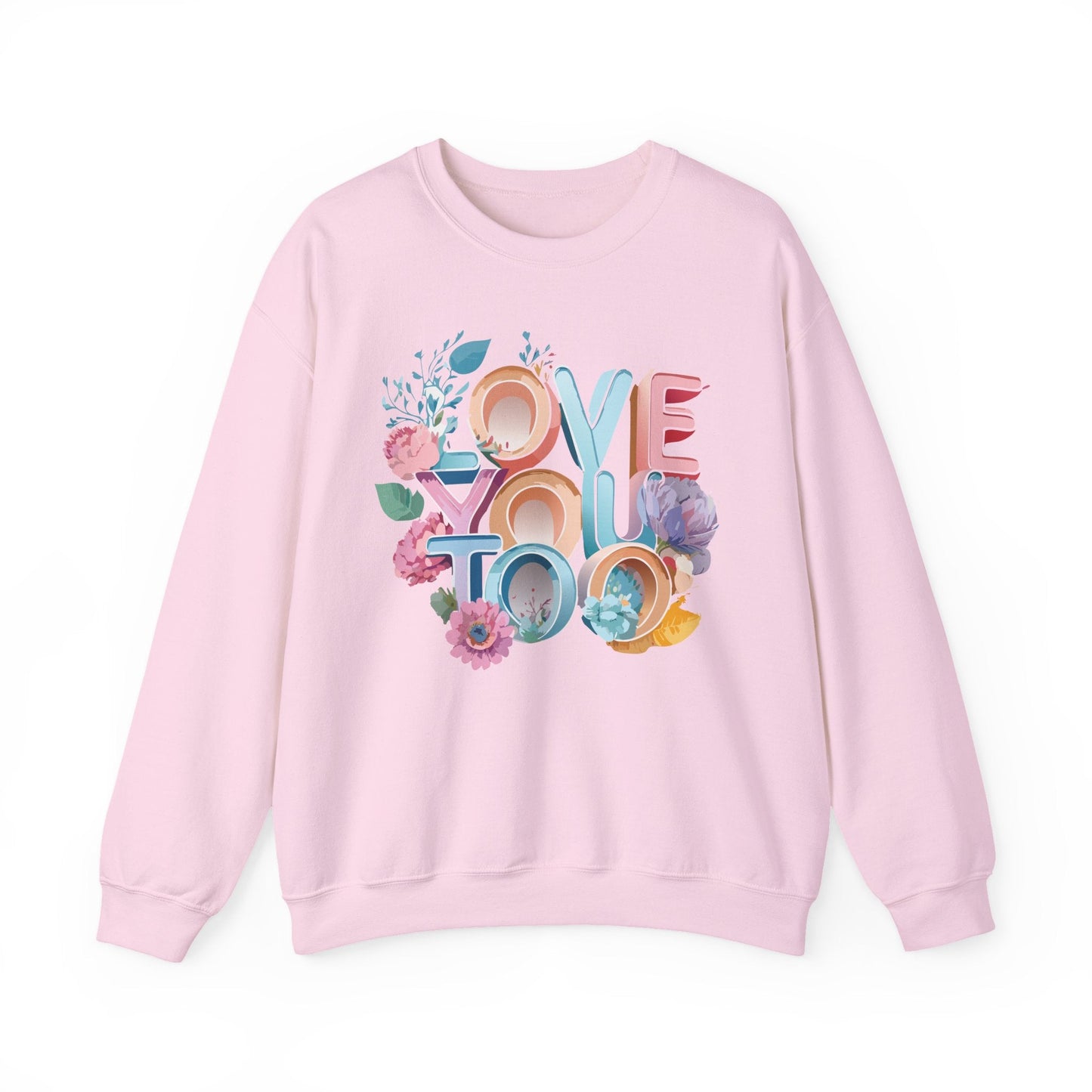Floral Love Sweatshirt Valentines Day Unisex Crewneck Gildan 18000 Heavy Blend Warm
