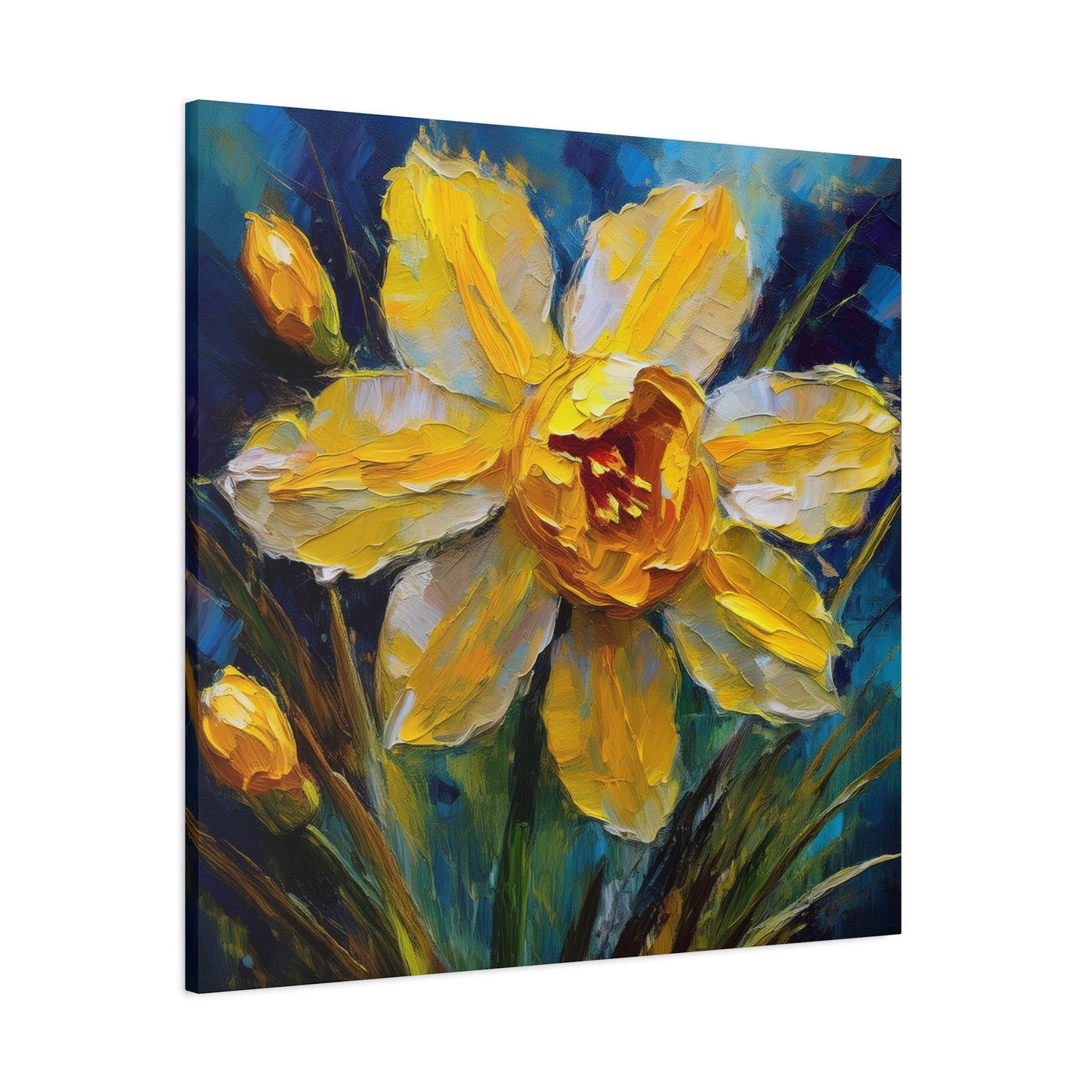 Narcissus Print Canvas, Floral Oil Paint Print 20x20, 24x24, 30x30, 32x32, 36x36 Art Design Pine-Wood Inner Frame MC-177