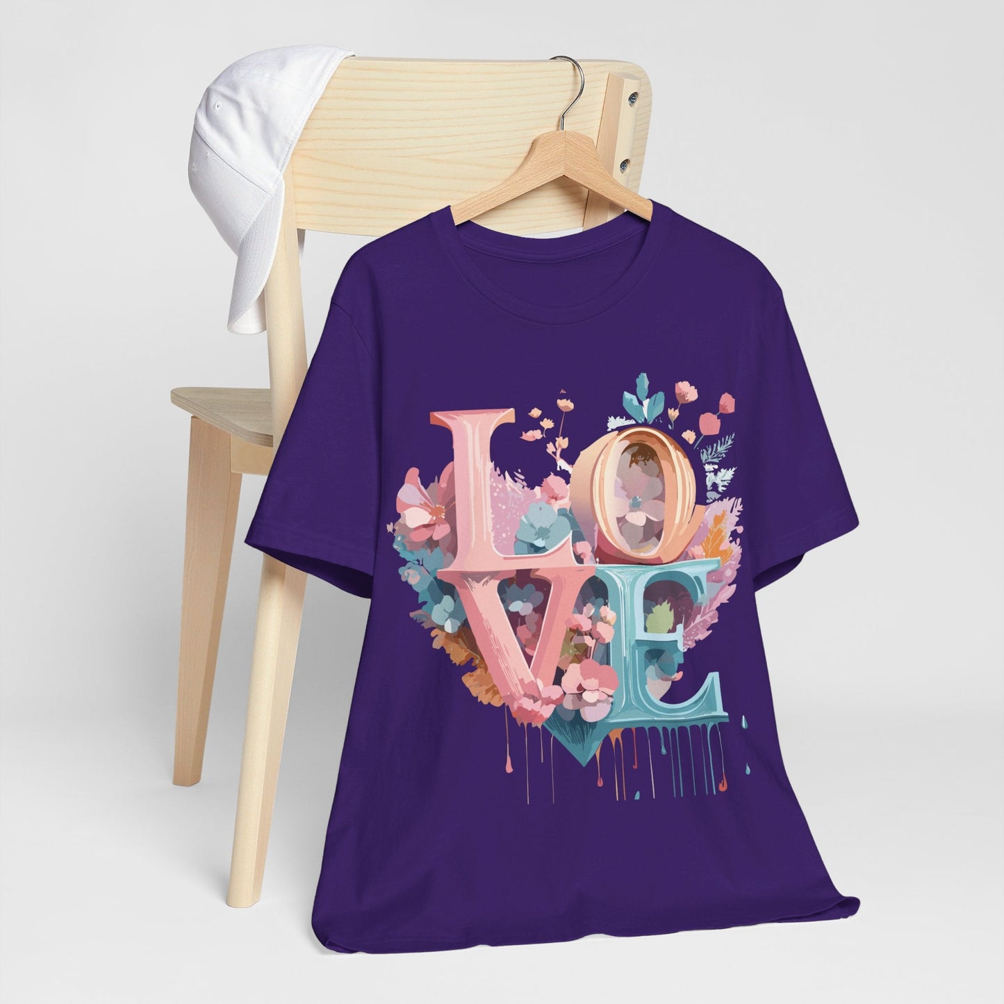 Valentine Day Graphic Unisex 100 Cotton Vintage Artwork with Love and Flower Design Tee 52