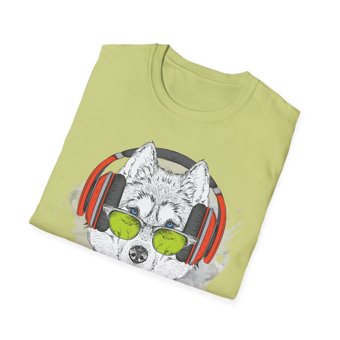 I Love Music Animals Shirt With Headphones Unisex Softstyle Tee Premium Comfort Short Sleeve