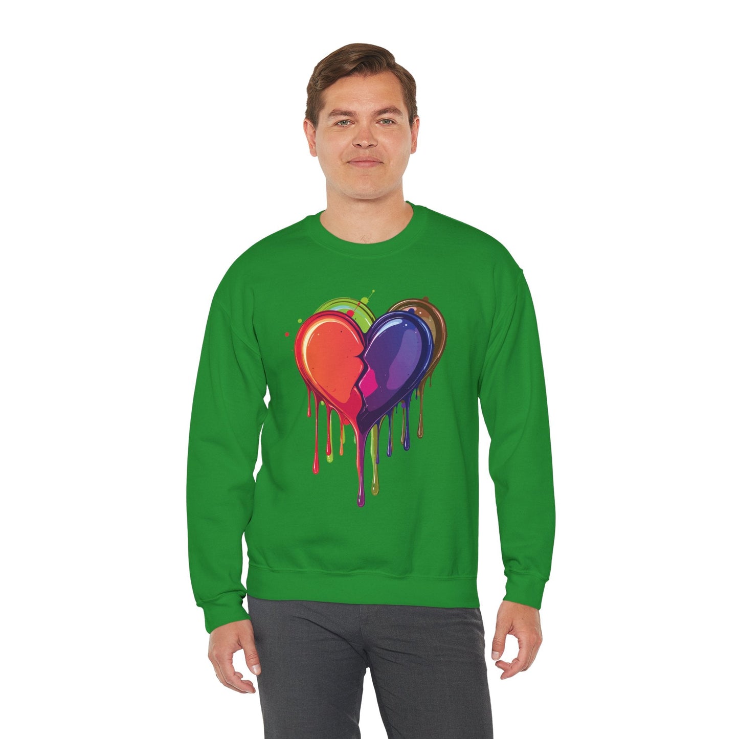 Unisex Double Heart Sweatshirt Valentines Day Love Theme Big Heart Design