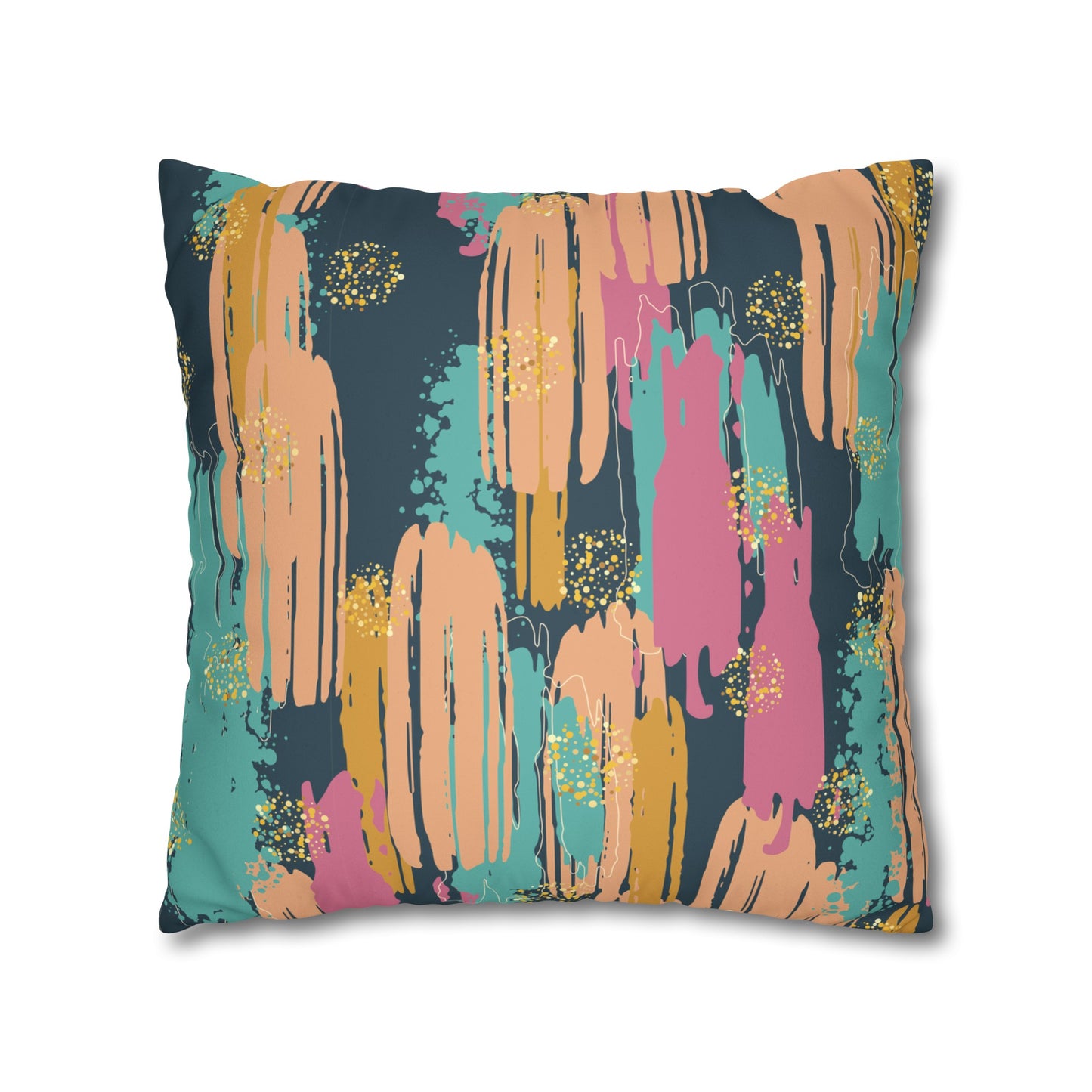 Faux Suede Pillowcase with Abstract print