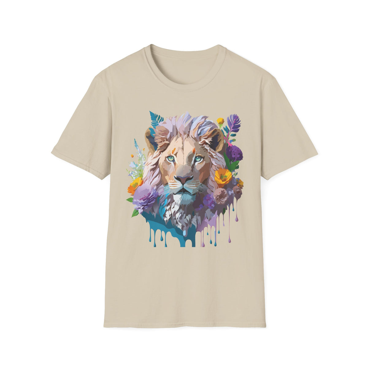 Watercolor Lion Face T-Shirt | Floral Safari Animal Tee