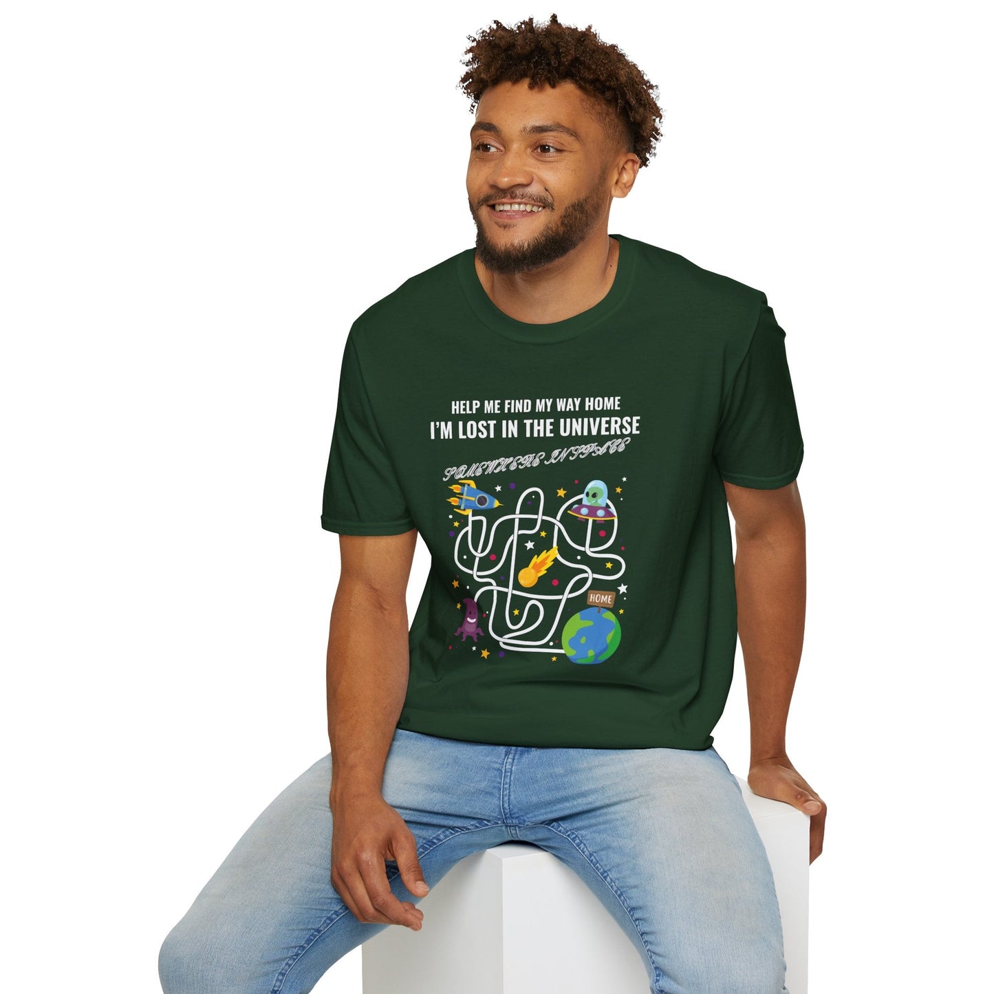 Lost in the Universe Maze TShirt Unisex Cotton Funny Space Puzzle Tee