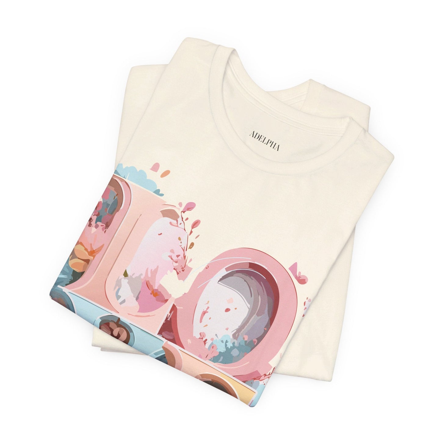 Valentine Day Graphic Unisex 100 Cotton Vintage Artwork with Love and Flower Design Tee 47