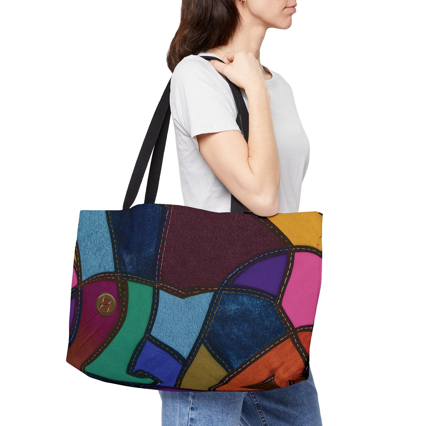 Denim Print Yoga Bag High-Quality 100% Spun Polyester 24x13 Canvas Gym Bag 36