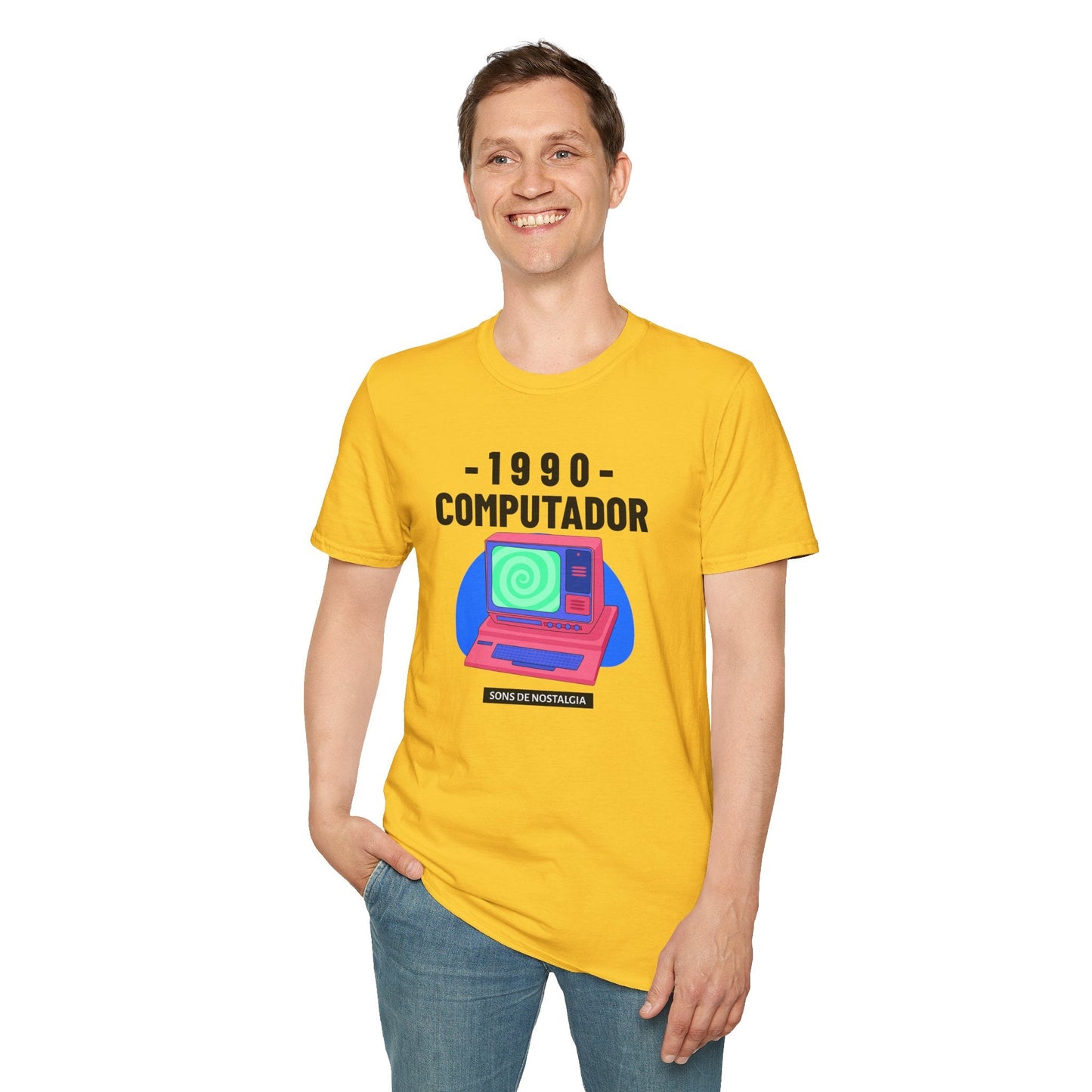 1990 Computador Retro T-Shirt Unisex Cotton Vintage Computer Graphic Tee