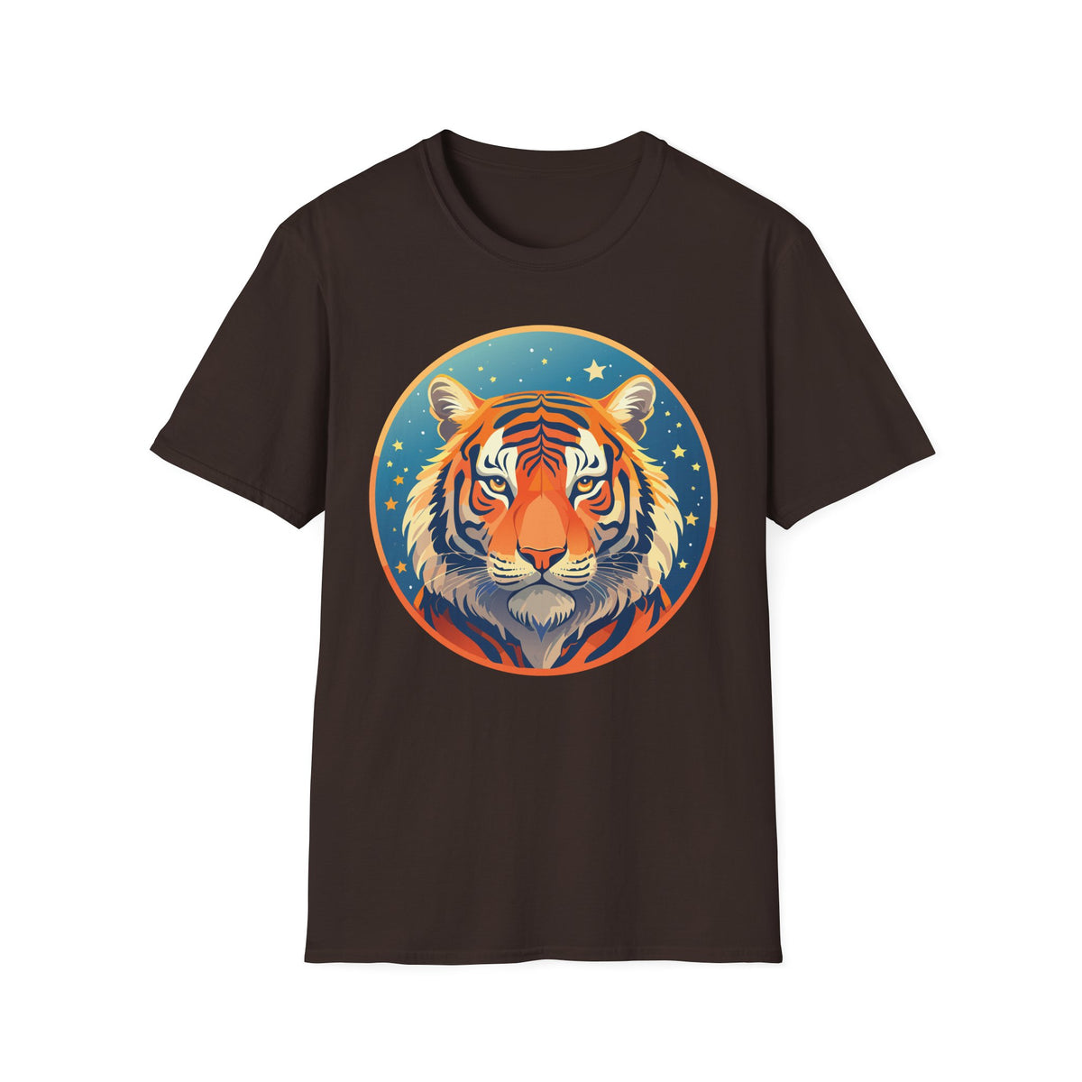 Tiger Head Illustration T-Shirt | Retro Celestial Stars