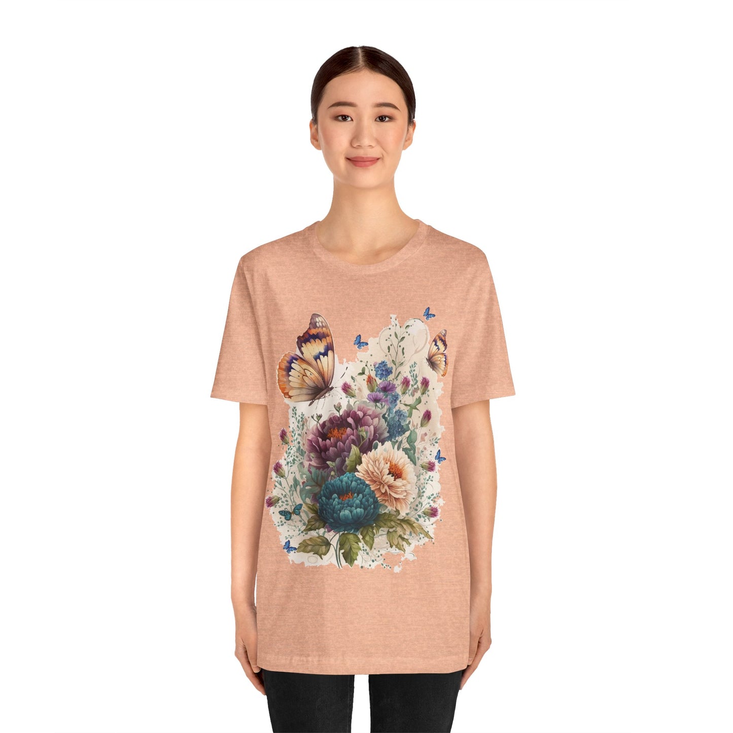 Cotton Tee Shirt with Butterfly Prints