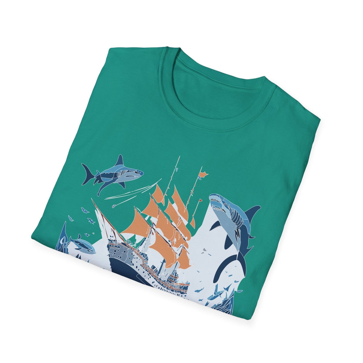 Ocean Tee Shirt Unisex Gildan Softstyle 64000 Ring Spun Cotton Art Print Graphic Ocean Design