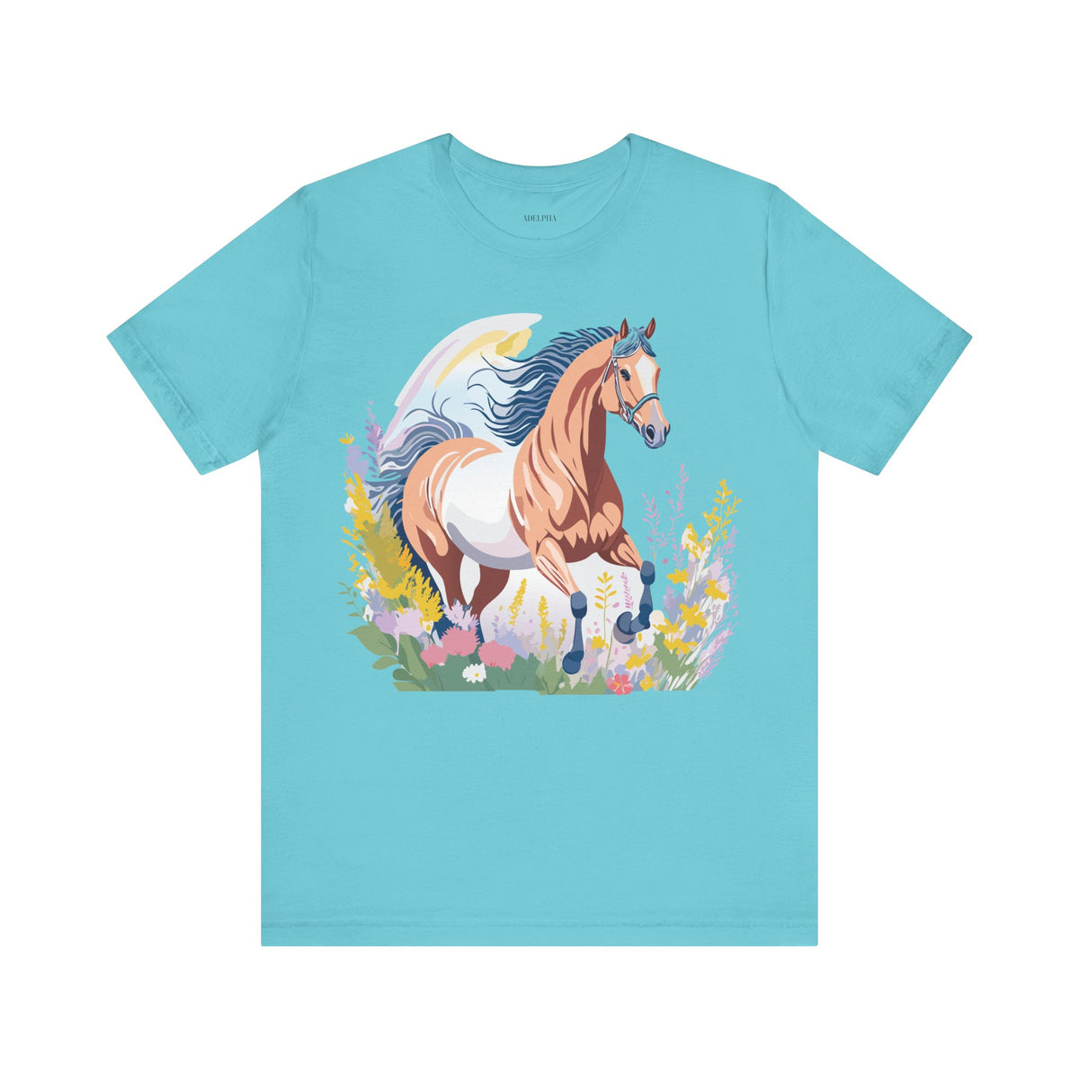 Horse Graphic Unisex Cotton Bella+Canvas Tee with Art Animal Design e26