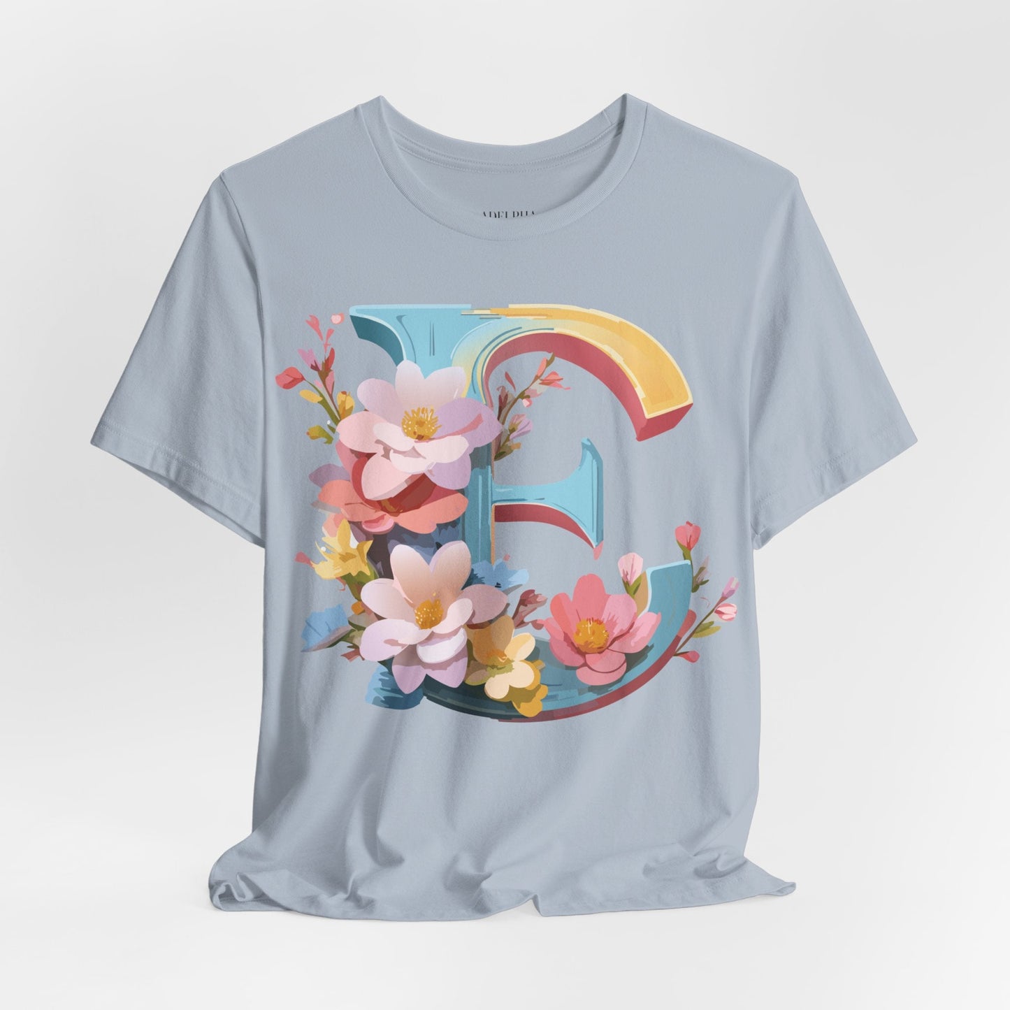 Letter E Shirt Unisex Graphic Tee Short Sleeve Vintage Inspired Art Design Adelpha