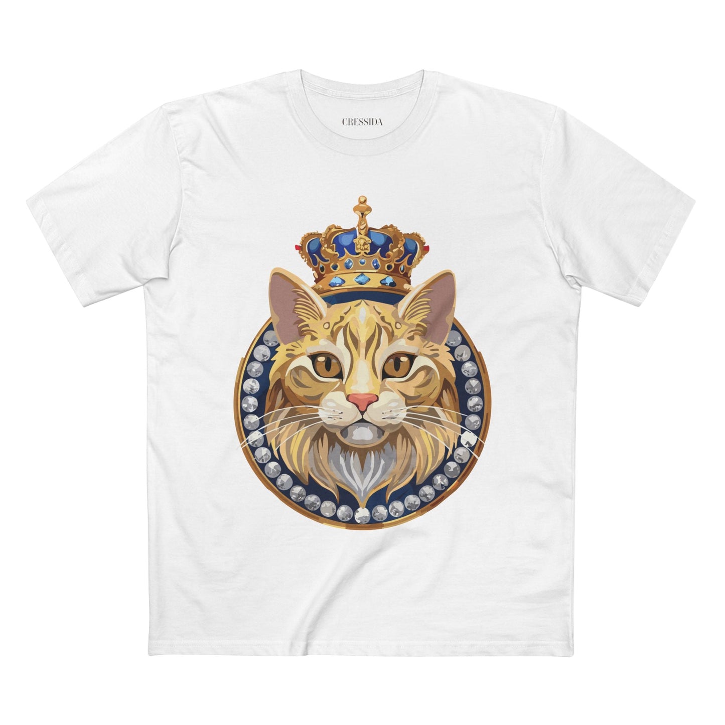 Cat Graphic Unisex 100 Cotton Tee With Unique Animal Golden Medallion Art Design 13