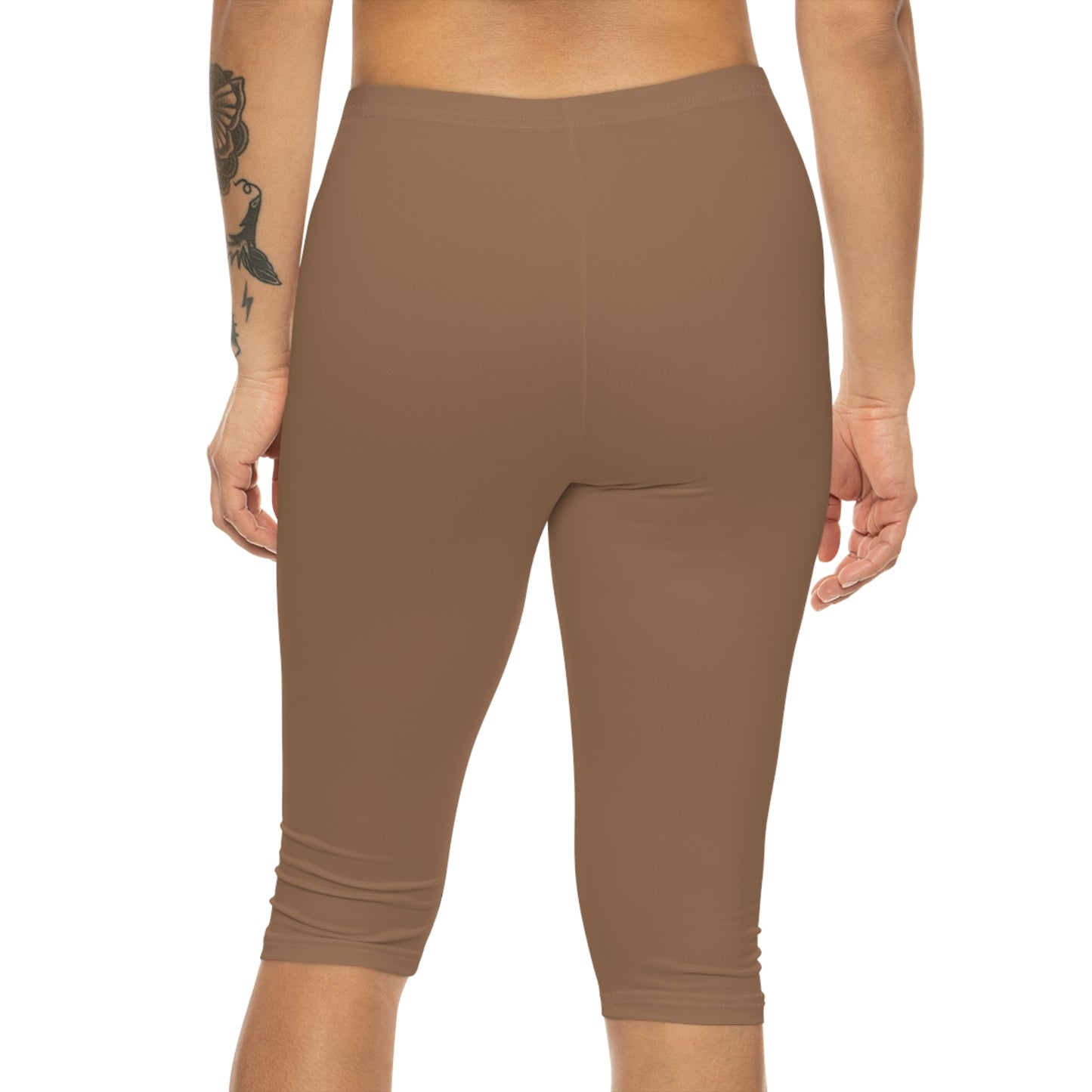 Faded Copper Color Women's Brushed Suede Poly Span Casual Capri Leggings XS-2XL