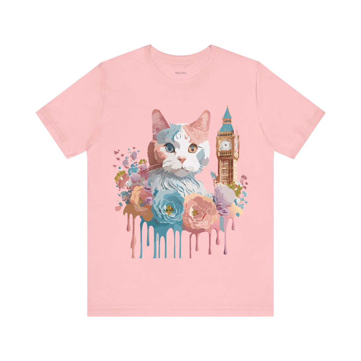 Cat Graphic Unisex Cotton Bella+Canvas Tee with Art Animal Design e112