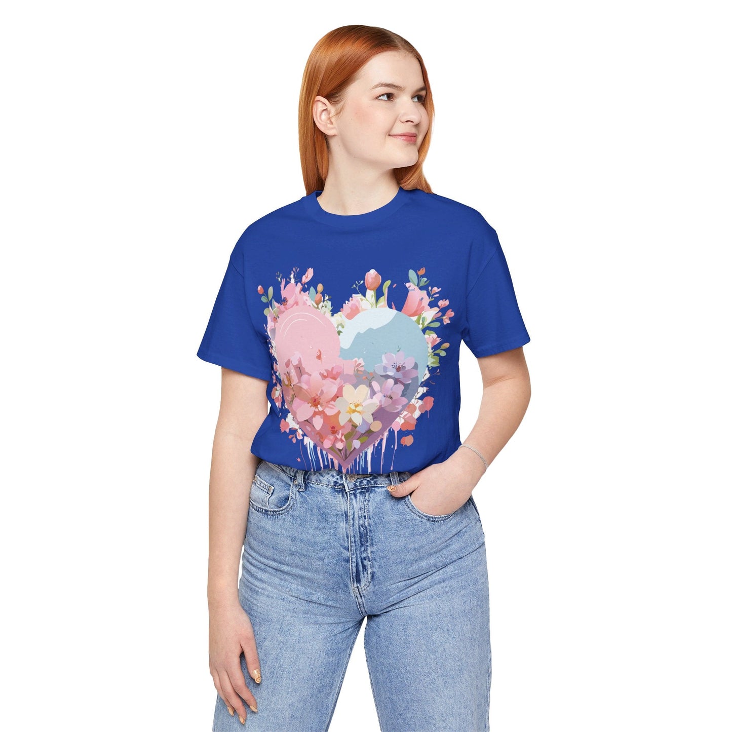 Valentine Day Graphic Unisex 100 Cotton Vintage Artwork with Love and Flower Design Tee 30