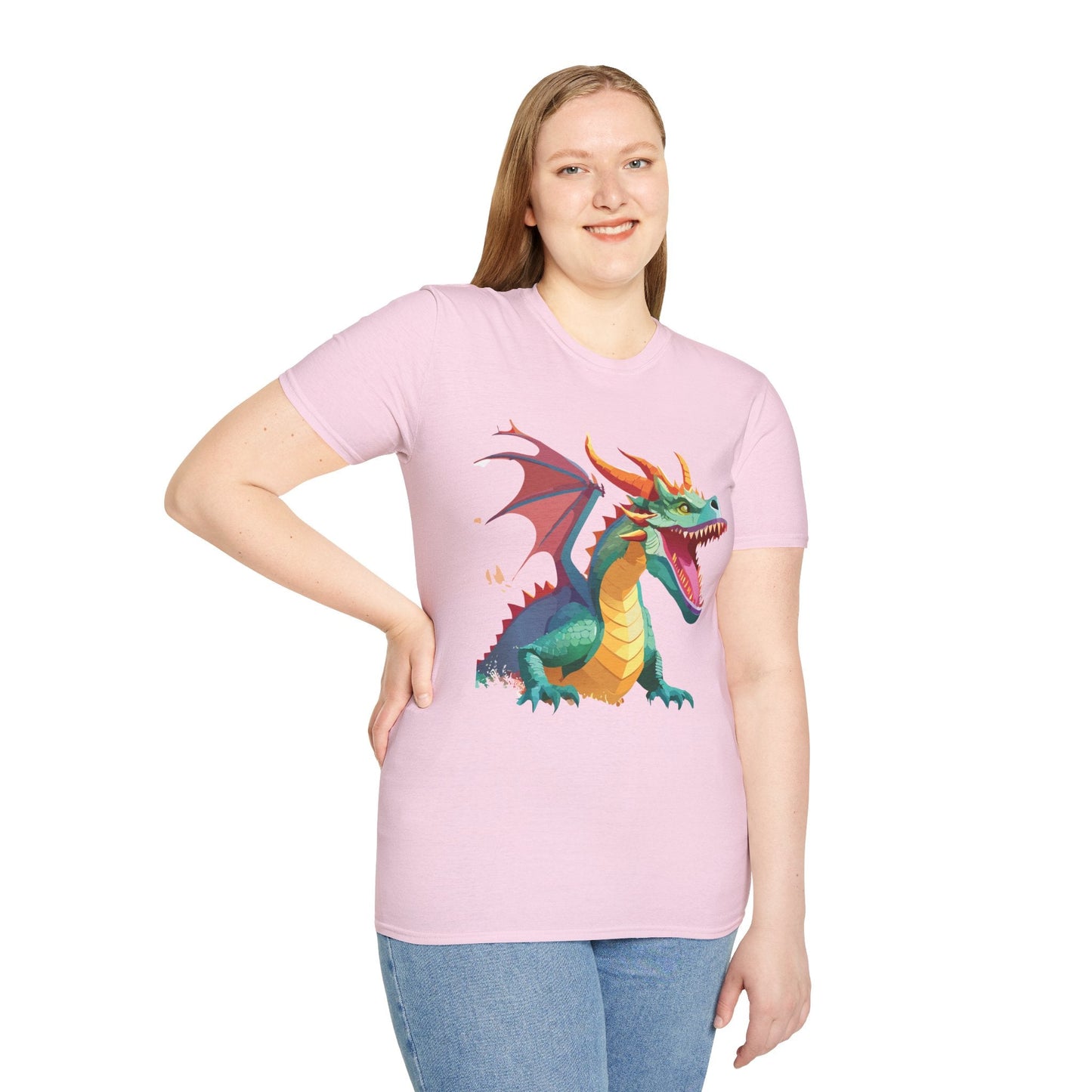 Dragon Graphic Unisex Cotton Softstyle Art Design Tee With Animals 14