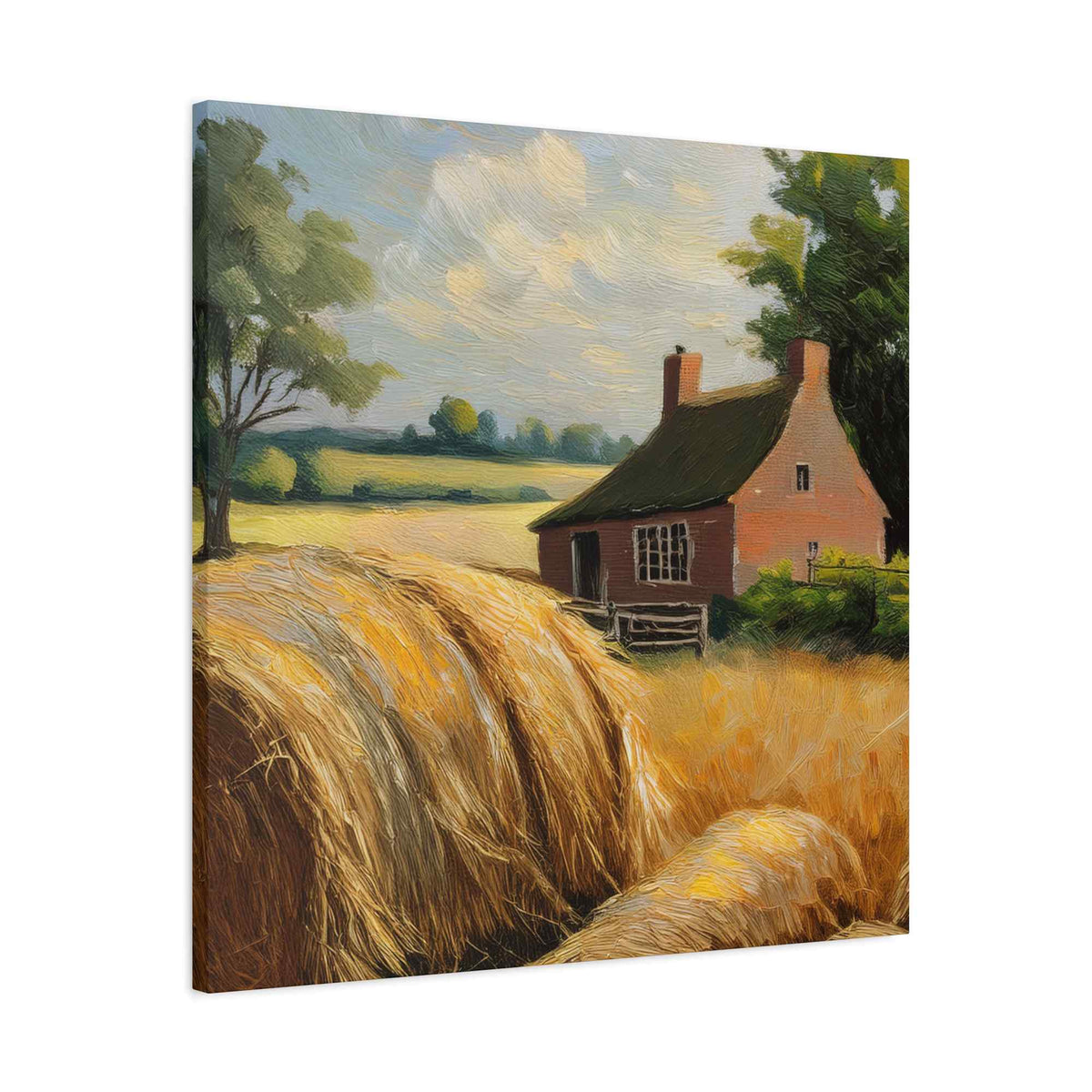 Countryside Print Canvas, Oil Paint Print 20x20, 24x24, 30x30, 32x32, 36x36 Art Design Print Pine-Wood Inner Frame MC- 47