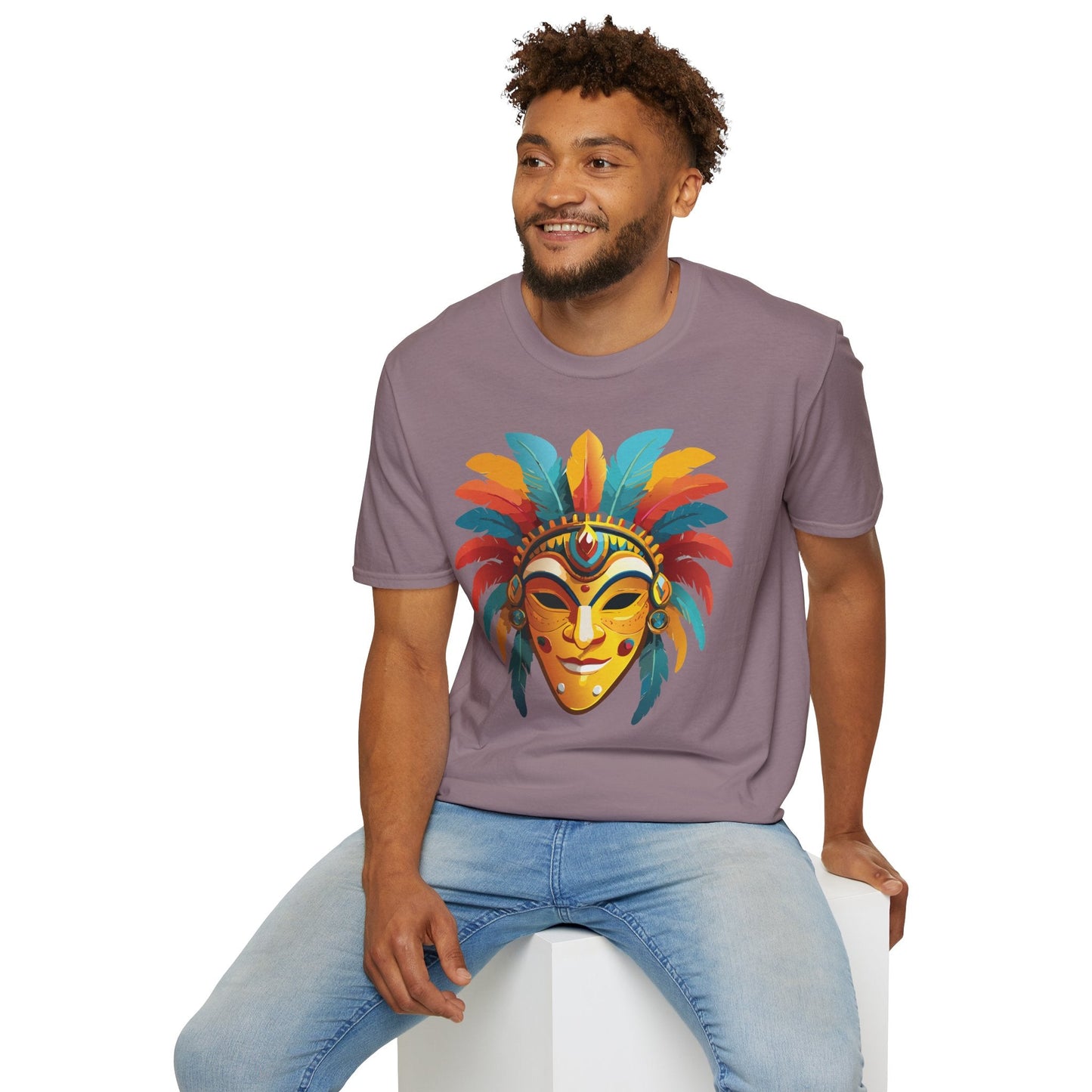 Mask Tee Shirt Unisex Masquerade Design Gildan Softstyle 100 Percent Cotton Tee for Everyday Comfort