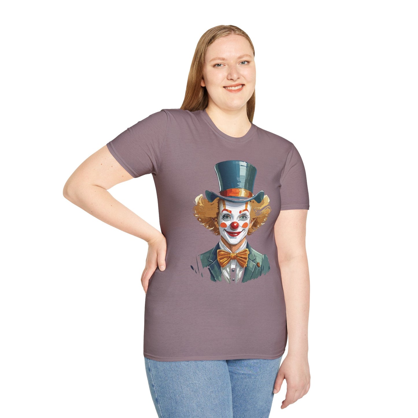 Funny Clown Shirt Unisex T Shirt Circus Style Tee With Scary Man Artwork Gildan 64000