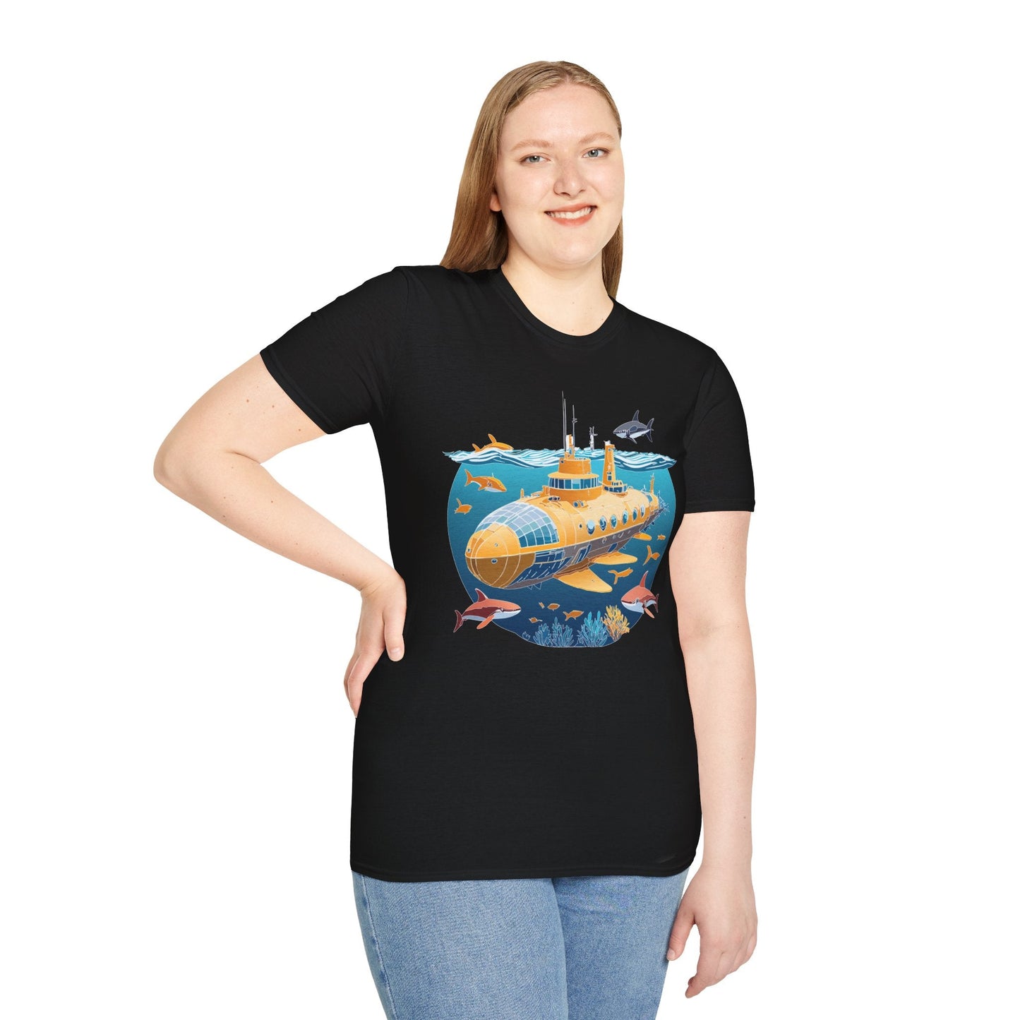 Ocean Themed Unisex Softstyle T Shirt 100 Percent Ring Spun Cotton U Boat Design Tee Everyday