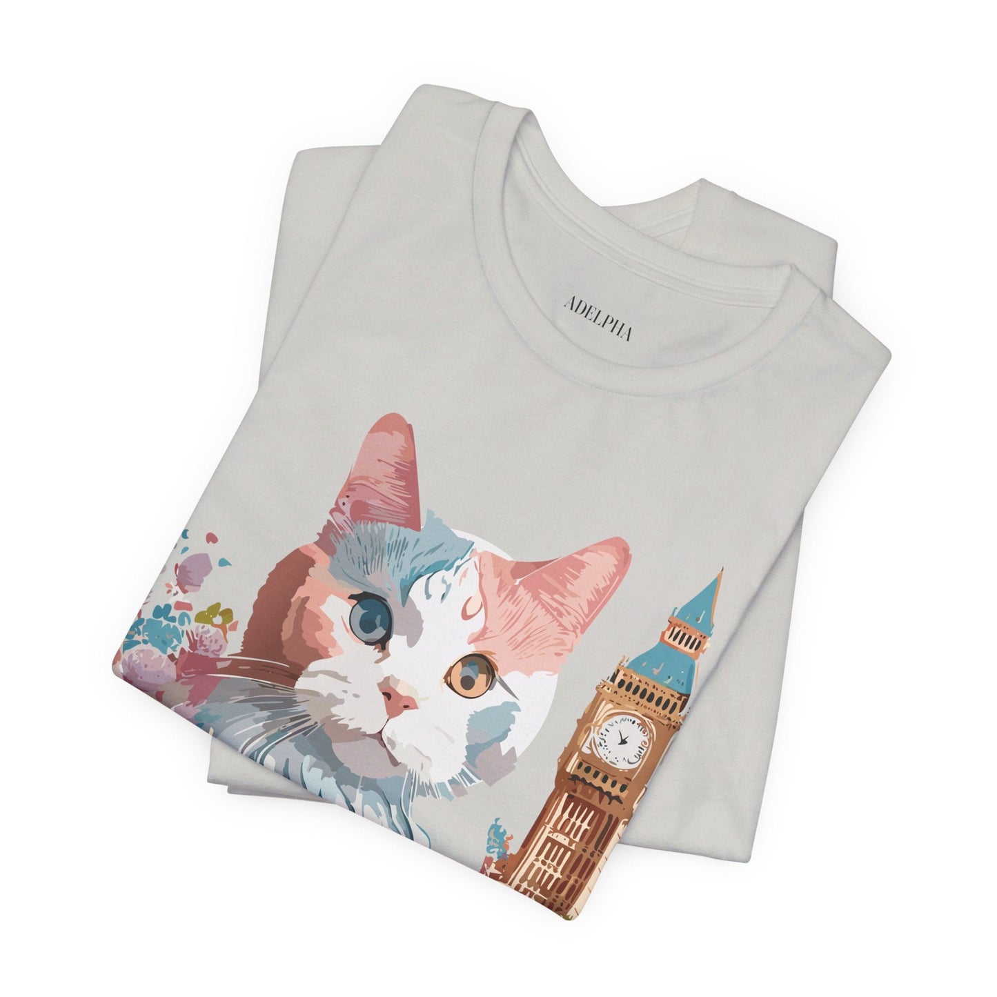 Unisex Cat Graphic Tee With Short Sleeve Vintage Inspired Art Adelpha