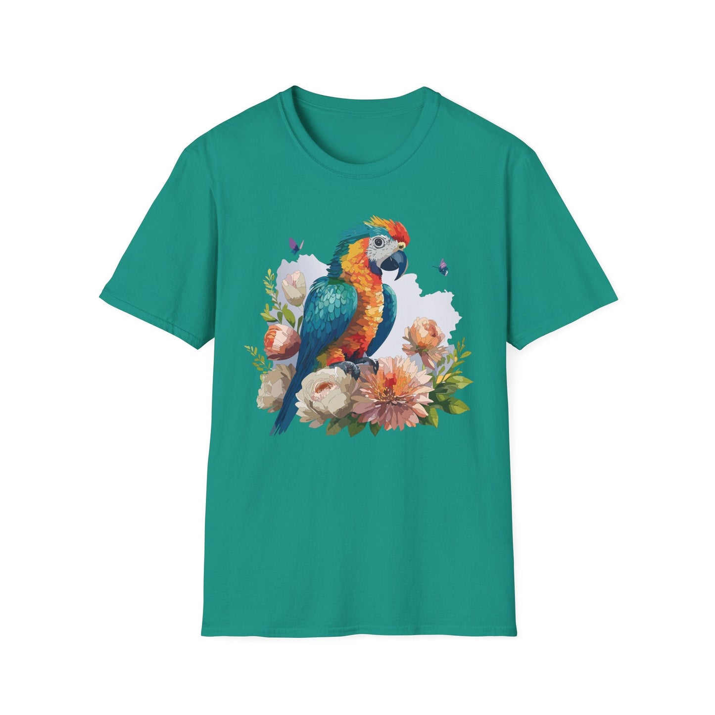 Bird T Shirt Floral Bird Print Unisex Softstyle Cotton Tee Animal Graphic Tee For Everyday Wear